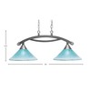 Toltec Lighting Bow 2 - Light Island Pendant Light in  Brushed Nickel with 12" Teal Crystal Shade - 2 of 2