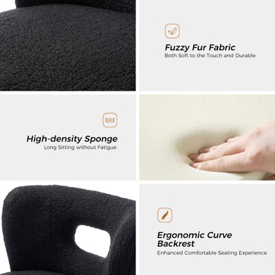 Black Velvet Barrel Accent Chair with Manufactured Wood Legs