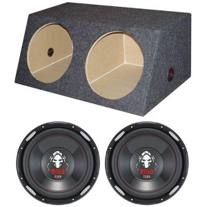 2) New Boss P126DVC 12" 4600W Car Power Subwoofers + Dual Sealed Angled Sub Box - 1 of 4