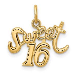 Black Bow Jewelry 14k Yellow Gold Sweet 16 Charm or Pendant, 17mm - 1 of 4