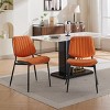 Set of 2 Mid-Century Modern Dining Chairs, PU Leather Armless Chairs with Curved Back and Metal Legs for Kitchen or Dining Room-Koiai - 4 of 4