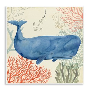 Stupell Industries Underwater Whimsical Whale Watercolor, 12" x 12" - 1 of 4
