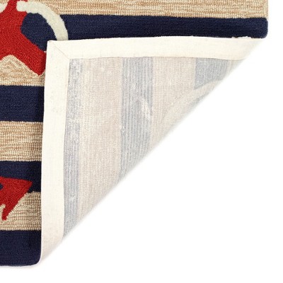 Nautical Anchor Navy and White Hand-Tufted Indoor/Outdoor Rug