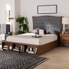 Baxton Studio King Kalare Fabric and Wood Platform Storage Bed Gray/Walnut Brown: Elegant Design, No Box Spring Needed - 2 of 4