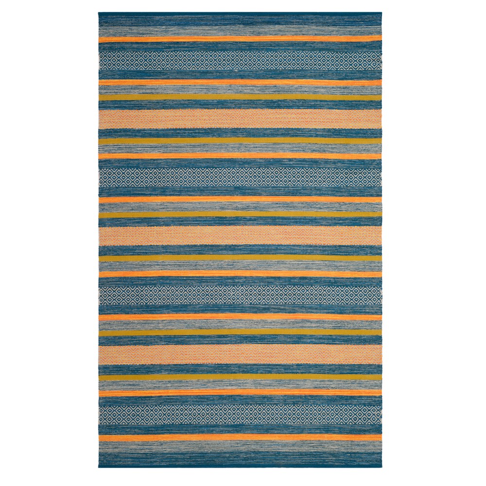 5'x8' Blue/orange Stripe Woven Area Rug - Safavieh