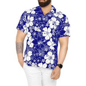 LA LEELA Mens Hawaiian Shirts Short Sleeve Button Down Shirt Floral Shirt Men Boho Holiday Casual Summer Beach Shirts for Men Funny - 1 of 4