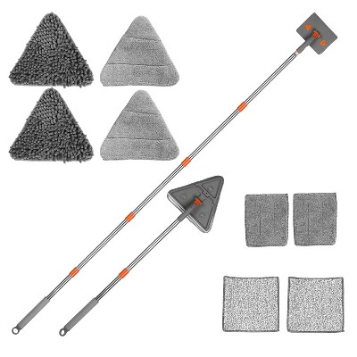 NewHome "2-in-1 Baseboard Cleaner Mop with Squeegee, Extendable Handle, Reusable Pads, 360° Rotatable Design" Grey