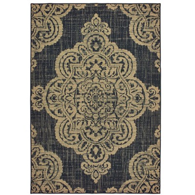 Oriental Weavers Marina 5929K Black/ Tan Indoor/Outdoor Area Rug - 8'6" x 13'