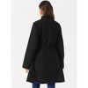 Allegra K Women's Button Down Stand Collar Long Sleeve Belt Winter Classic Long Coat - image 3 of 4