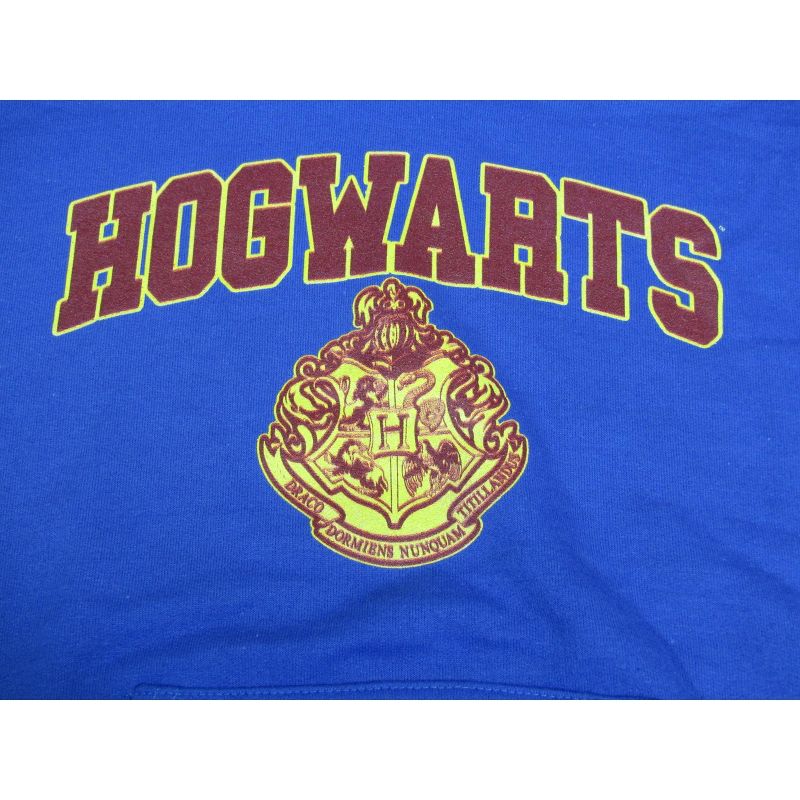 Harry Potter Hogwarts Text & Crest Logo Youth Boys Royal Blue Graphic Print Hoodie, 2 of 3