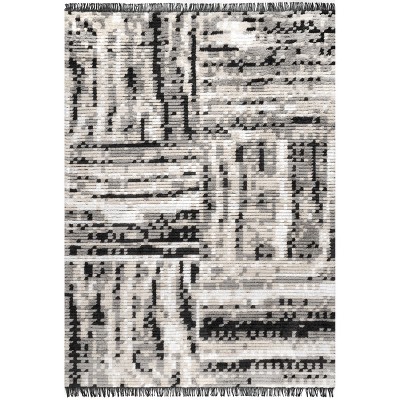 nuLOOM Nicolette Abstract Tile Soft Shag Fringe Area Rug