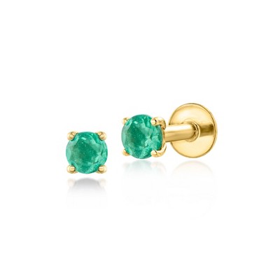 Pure Collection by Ross-Simons 0.20 ct. t.w. Emerald Flat-Back Stud Earrings in 14kt Yellow Gold
