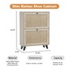 Angel Sar Rattan Shoe Cabinet for Entryway, Slim Shoe Storage Cabinet with 2 Flip Drawers, Natural Wood - 3 of 4