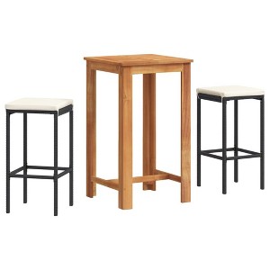 vidaXL Patio Bar Set Outdoor Garden Furniture Solid Wood Acacia and Poly Rattan - Black 2 Piece - 1 of 4
