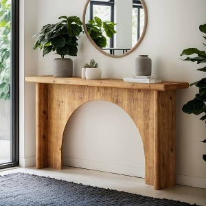 Hommoo 63" Solid Wood Arch-Base Console – Rustic Entryway Sofa Table - 1 of 4