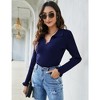 Womens Polo Sweaters V Neck Long Sleeve Collared Sweater Fall Lightweight Knit Pullover Jumper Tops Ruffle Casual Knitwear - 4 of 4