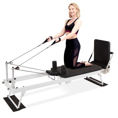 Garvee Pilates Reformer, Foldable Pilates Machine for Home Gym Workout with Jump Board, Heavy Duty Pilates Equipment, Adjustable Resistance