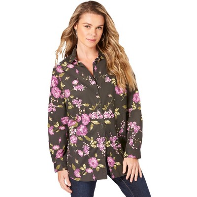 Roaman's Women's Plus Size Long Sleeve Kate Big Shirt