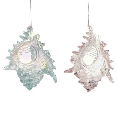 Gallerie II Glitter Murex Shell Christmas Xmas Ornament, Set of 2