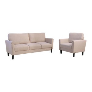 2pc Kason Fabric Sofa & Armchair Set Beige - Abbyson Living