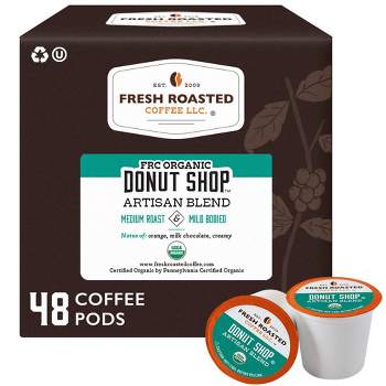 Fresh Roasted Coffee - Organic Donut Shop Medium Roast Single Serve Pods - 48CT