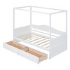Twin Canopy Bed with 2 Drawers, Wooden Twin Size Daybed Frame, Twin Sofa Bed, Platform Bed Frame for with 4 Poster, White - 4 of 4