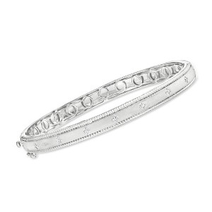 Ross-Simons 0.15 ct. t.w. Diamond Clover Bangle Bracelet in Sterling Silver - 1 of 3
