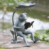SPI Home Reading Frog Birdfeeder with LED Light – 18.5" Bronze Metal Garden Sculpture, Whimsical Outdoor Feeder with Solar Accent - 2 of 4