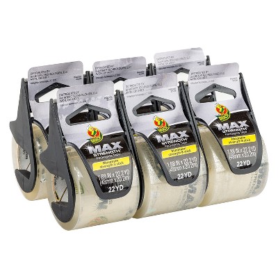Duck Max Strength Packaging Tape with Dispenser 1.88" x 22 yards Clear 6/Pack (284983)