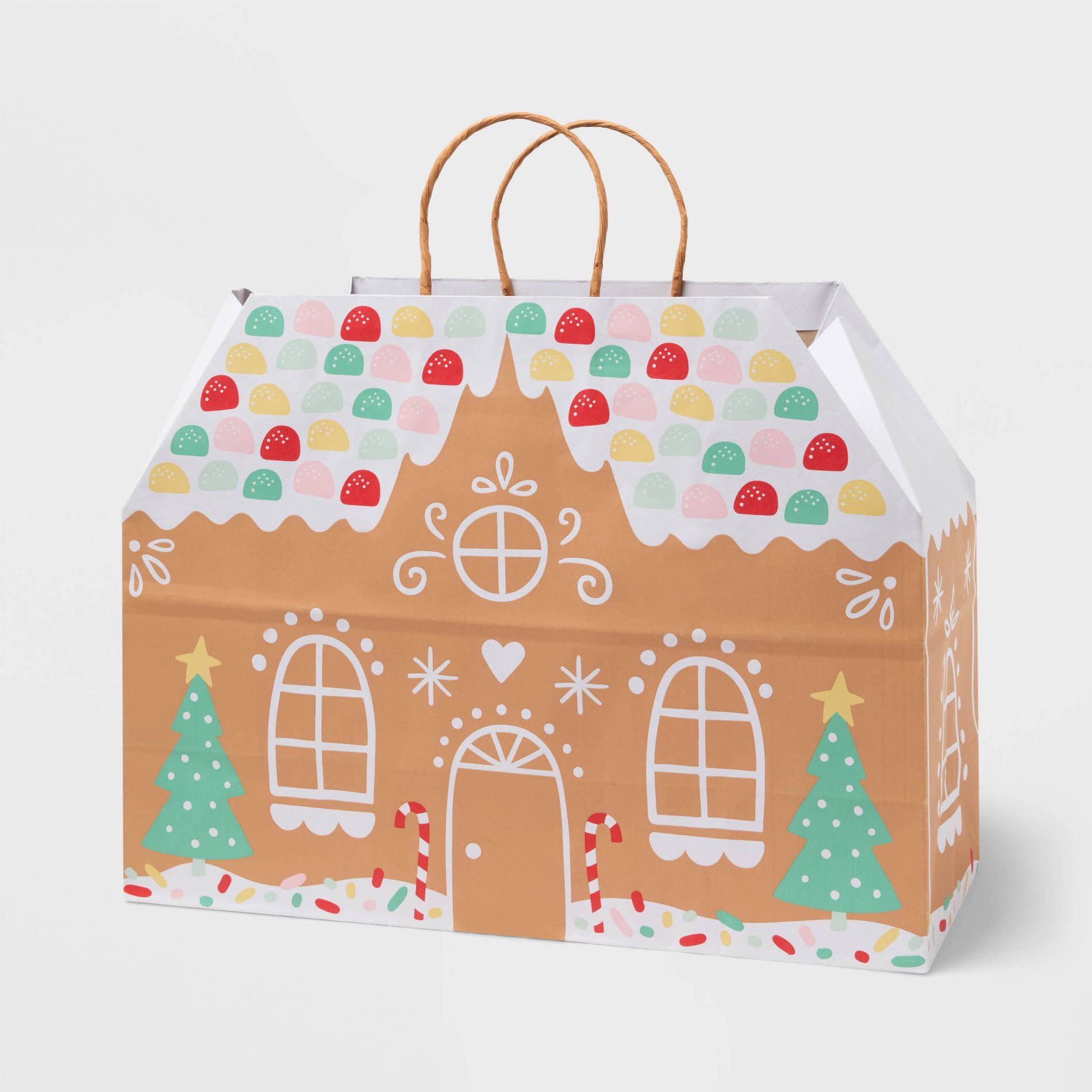 XL Gingerbread House Christmas Gift Bag Colorful - Spritz™
