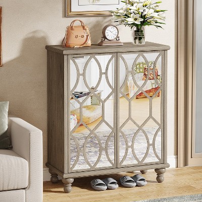 Hommoo 5-Tier Mirror Large Shoe Storage Organizer With Doors