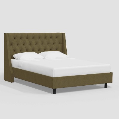 California King Gilford Wingback Platform Bed in Linen Olive - Threshold™: Pine Frame, No Box Spring Required