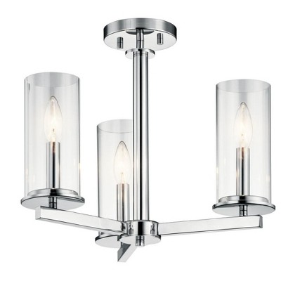 Crosby Mini 3-Light Chrome Black Convertible Chandelier/Semi Flush