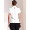 INSPIRE CHIC Women's Mock Neck Pleated Elegant Office Solid Cap Sleeve Blouse - 3 of 4