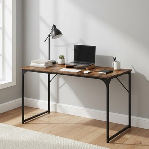 FurnitureR 47.2" Home Office Table Simple Computer Desk Laptop PC Writing Sturdy Metal Frames for Study Room, Rustic Brown - 1 of 4