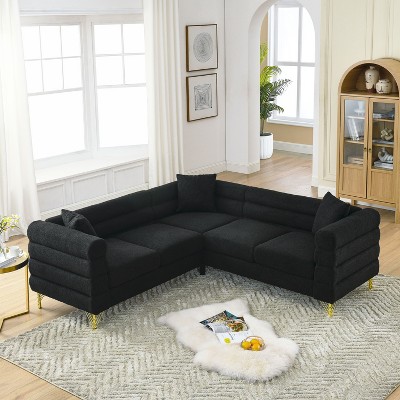 VYNXARIA 81.5-Inch Oversized Corner Sofa, L-Shaped Sectional Couch, 5-Seater Corner Sofas with 3 Cushions