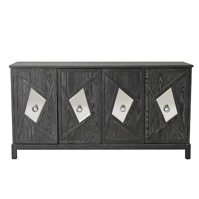 NicBex 59.84 Inch Modern 4-Door Storage Cabinet with Mirrored Decorative Doors for Living Room and Entryway