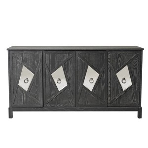 NicBex 59.84 Inch Modern 4-Door Storage Cabinet with Mirrored Decorative Doors for Living Room and Entryway,Gray - 1 of 4