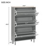 Narrow Tipping Bucket Shoe Cabinet, 3-Drawer Wood Grain Top with 3 Hooks, Adjustable Panel Hallway Rack - 3 of 3