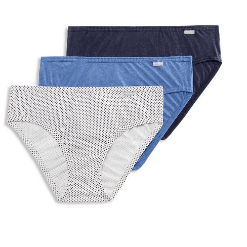 New Jockey Women's size 9 Underwear Elance Cotton Bikini 3 Pack Blues Dots