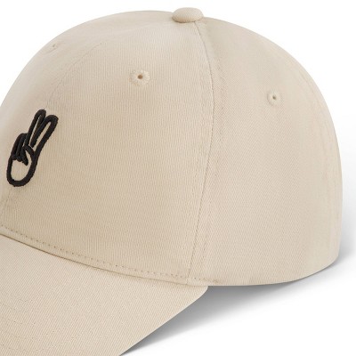 Concept One Peace Sign Dad Baseball Hat - Beige: Cotton Twill, Adjustable Hook & Loop Fastener, Midweight Fabric - image 4