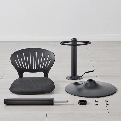 Padua 16'' Black Swivel Adjustable Bar Stool with Soft Foam Cushion