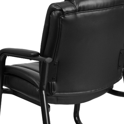 Black Leather Executive Side Chair with Fixed Arms and Metal Frame
