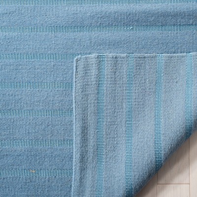 Handwoven Blue Wool 6' x 6' Square Area Rug