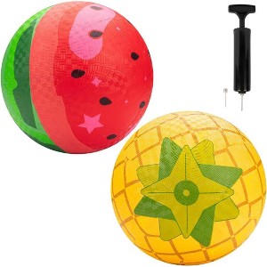 SCS Direct Playground Balls (Fruit, 8.5 inches)w Air Pump- Durable Rubber Pack for Recess, Kickball, Gagaball -Fun Outdoor Spring Toys and Accessories - 1 of 4