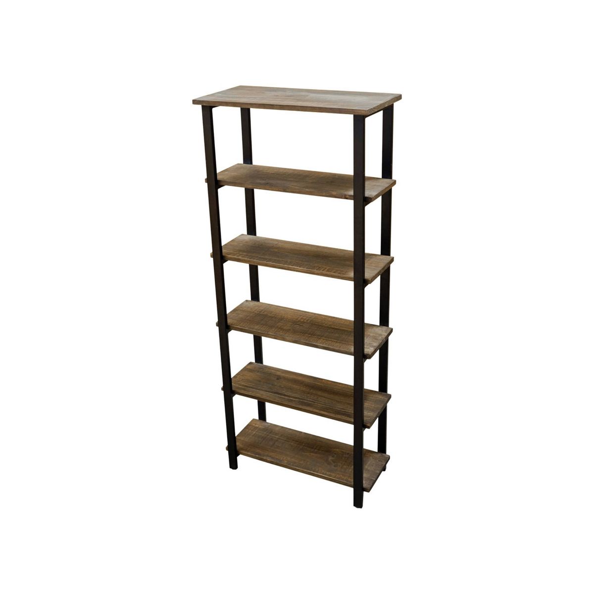 70" Pomona 5 Shelf Bookshelf Metal and Solid Wood Natural - Alaterre Furniture - thumbnail 9