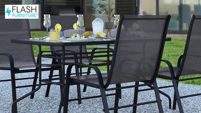 Gray Steel and Glass 4-Person Outdoor Dining Set