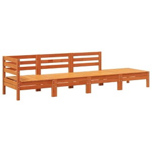 vidaXL Patio Sofa 4-Seater - Wax Brown Pine Wood Outdoor Furniture for Garden, Terrace, Deck - Modular and Comfortable Lounge Seating - 1 of 4