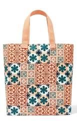 Mixed Coral Tile Print Large Tote Bag - Agua Bendita x Target Blush/Pink/Navy