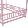 Full Size Wooden House Bed, Kids Floor Bed With Roof And Fence Guardrail, No Box Spring Needed, Easy Assembly, For Boys Girls Bedroom - 4 of 4